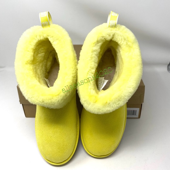 UGG Women’s Boot Fluff Mini Quilted Fur Yellow - Picture 8 of 10